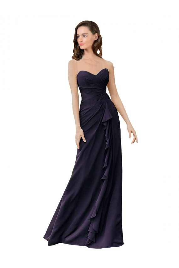 Sweetheart Long Soft Chiffon Dark Navy Sleeveless Bridesmaid Dress Darwin