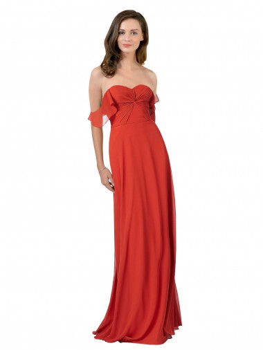 Strapless Long Soft Chiffon Red Sleeveless Bridesmaid Dress Darwin