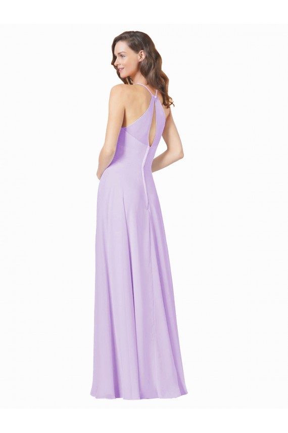 Square Neck Long Soft Chiffon Lilac Sleeveless Bridesmaid Gown Darwin