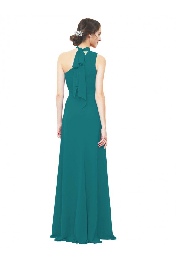 One Shoulder Long Soft Chiffon Hunter Sleeveless Bridesmaid Dress Darwin