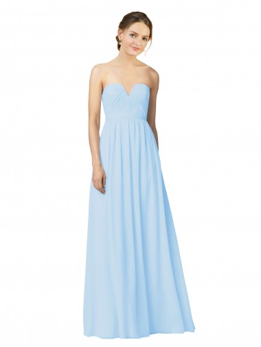 Strapless Long Soft Chiffon Light Sky Blue Sleeveless Formal Dress / Bridesmaid Dress Darwin