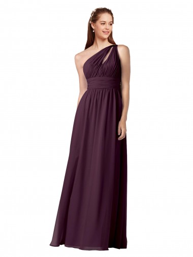 One Shoulder Long Floor Length Chiffon Grape Sleeveless Bridesmaid Dress Darwin