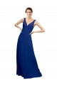 V-Neck Long Floor Length Chiffon Royal Blue Sleeveless Bridesmaid Dress Darwin