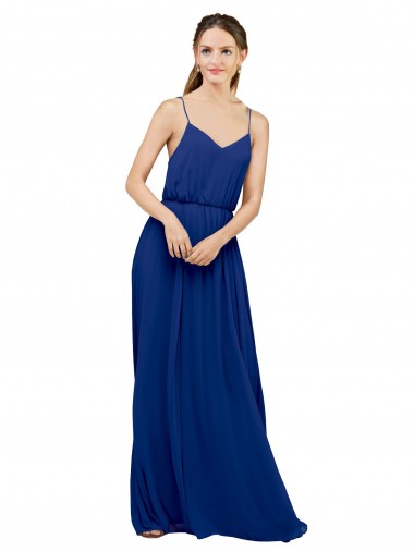 Sweetheart Long Chiffon Royal Blue A-Line Sleeveless Bridesmaid Dress / Evening Dress Darwin