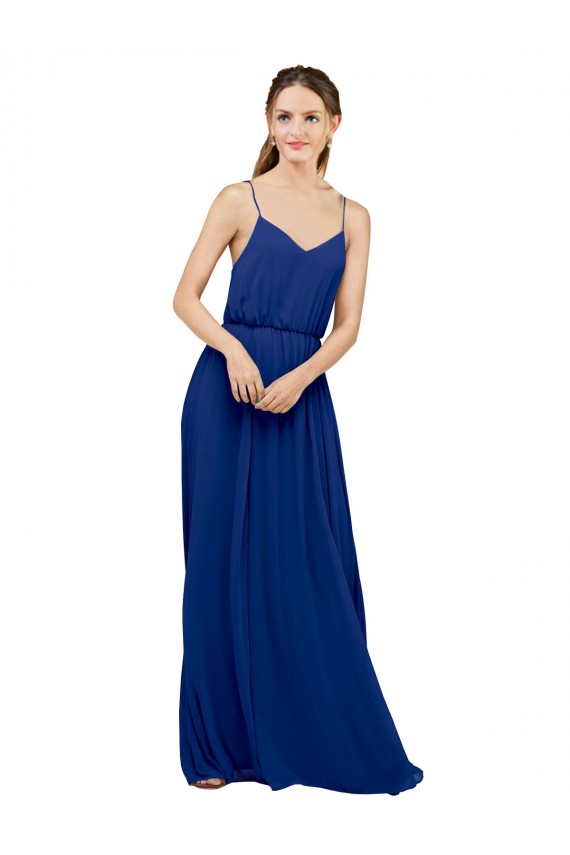 Sweetheart Long Chiffon Royal Blue A-Line Sleeveless Bridesmaid Dress / Evening Dress Darwin