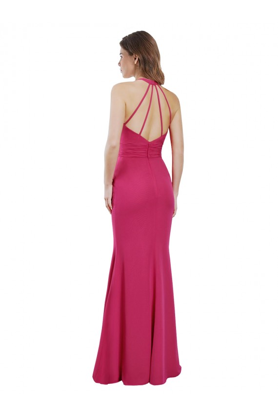 High Neck Long Soft Chiffon Ruby Sleeveless Bridesmaid Dress Darwin