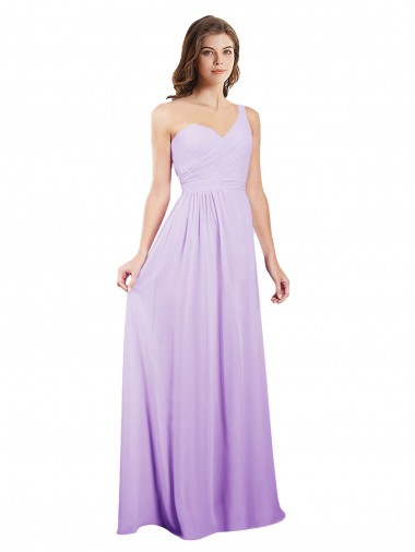 One Shoulder Long Chiffon Lilac Sleeveless Bridesmaid Dress / Evening Dress Darwin