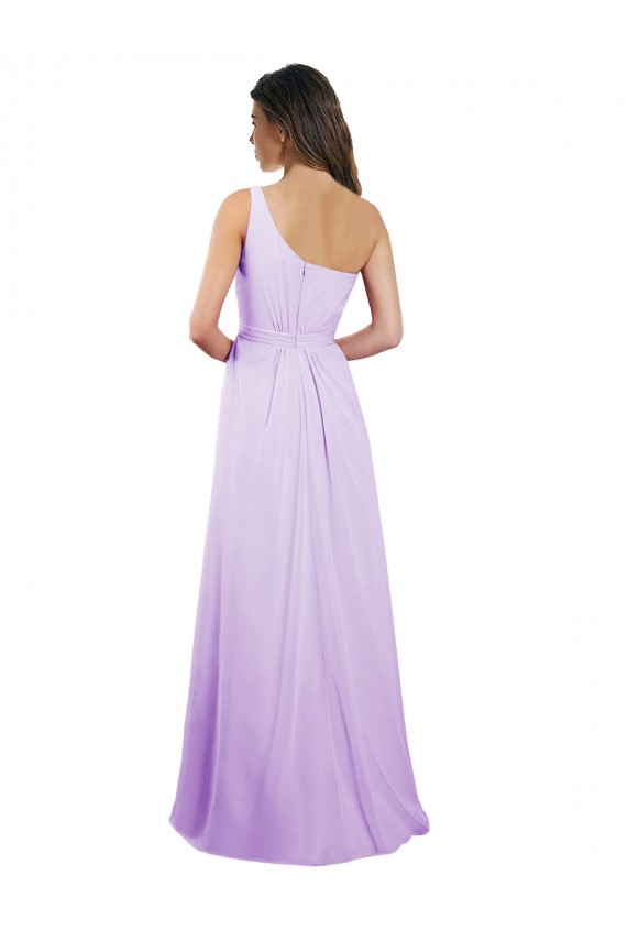 One Shoulder Long Chiffon Lilac Sleeveless Bridesmaid Dress / Evening Dress Darwin