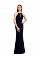 Halter Neck Long Soft Chiffon Dark Navy Sleeveless Bridesmaid Dress Darwin