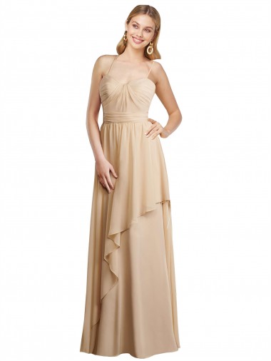 Sweetheart Long Soft Chiffon Champagne Sleeveless Bridesmaid Dress Darwin