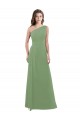 One Shoulder Long Soft Chiffon Seagrass Sleeveless Bridesmaid Dress Darwin