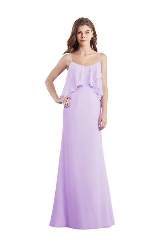 Scoop Neck Long Chiffon Lilac Sleeveless Bridesmaid Dress / Evening Dress Darwin