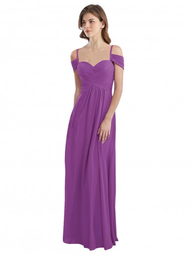 Sweetheart Long Soft Chiffon Dahlia Cold Shoulder Bridesmaid Dress Darwin