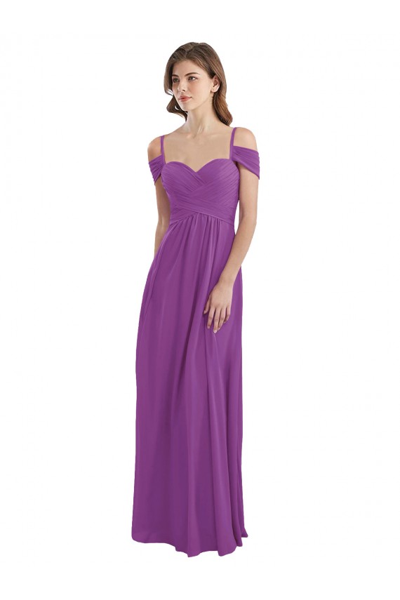 Sweetheart Long Soft Chiffon Dahlia Cold Shoulder Bridesmaid Dress Darwin