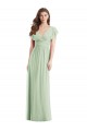 V-Neck Long Soft Chiffon Sage Flutter Sleeves Bridesmaid Dress Darwin