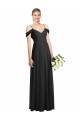 Spaghetti Straps Long Soft Chiffon Black Cold Shoulder Semi Formal Evening Dress / Bridesmaid Dress Darwin