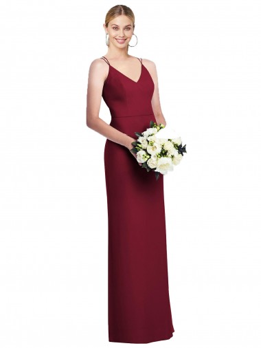 V-Neck Long Soft Chiffon Burgundy A-Line Sleeveless Formal Dress / Bridesmaid Dress Darwin