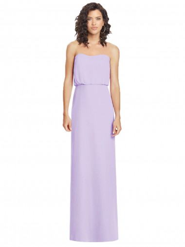 Strapless Long Soft Chiffon Lilac Sleeveless Formal Dress / Bridesmaid Dress Darwin