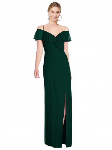 Sweetheart Long Soft Chiffon Ever Green Cold Shoulder Semi Formal Evening Dress / Bridesmaid Dress Darwin