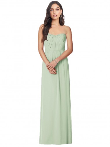 Strapless Long Soft Chiffon Sage Trumpet Sleeveless Bridesmaid Dress Darwin