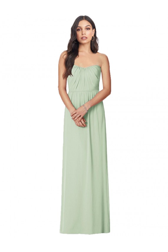 Strapless Long Soft Chiffon Sage Trumpet Sleeveless Bridesmaid Dress Darwin