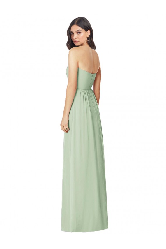 Strapless Long Soft Chiffon Sage Trumpet Sleeveless Bridesmaid Dress Darwin