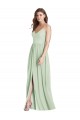 V-Neck Long Soft Chiffon Sage Sleeveless Semi Formal Evening Dress / Bridesmaid Dress Darwin