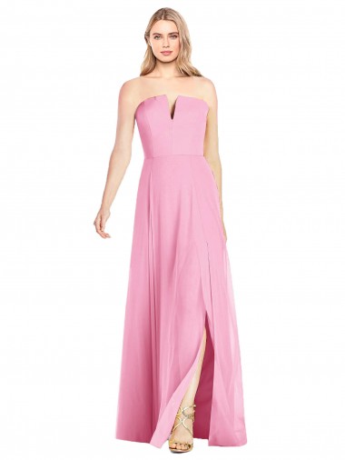 Strapless Long Soft Chiffon Hot Pink Sleeveless Semi Formal Evening Dress / Bridesmaid Dress Darwin