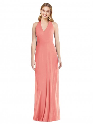 V-Neck Long Soft Chiffon Desert Rose Sleeveless Formal Evening Gown / Bridesmaid Dress Darwin