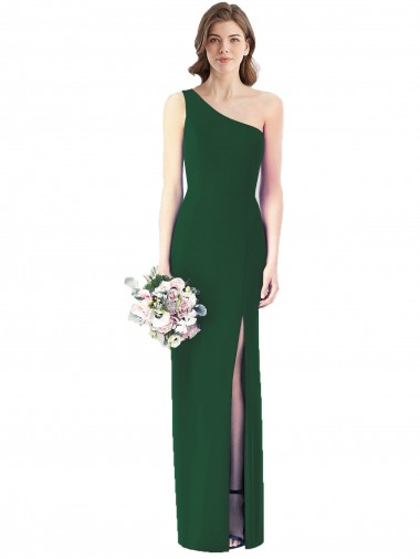 One Shoulder Long Soft Chiffon Dark Green Sleeveless Bridesmaid Dress Darwin