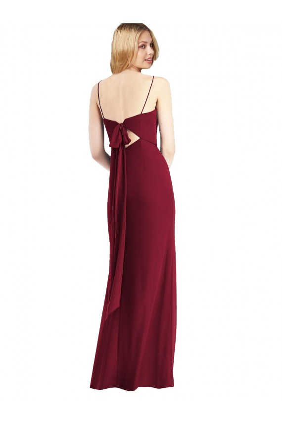 Spaghetti Straps Long Soft Chiffon Burgundy Sleeveless Bridesmaid Dress Darwin