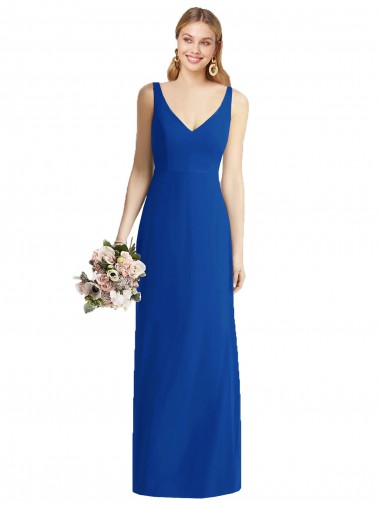 Strapless Long Chiffon Royal Blue Sleeveless Bridesmaid Dress Darwin