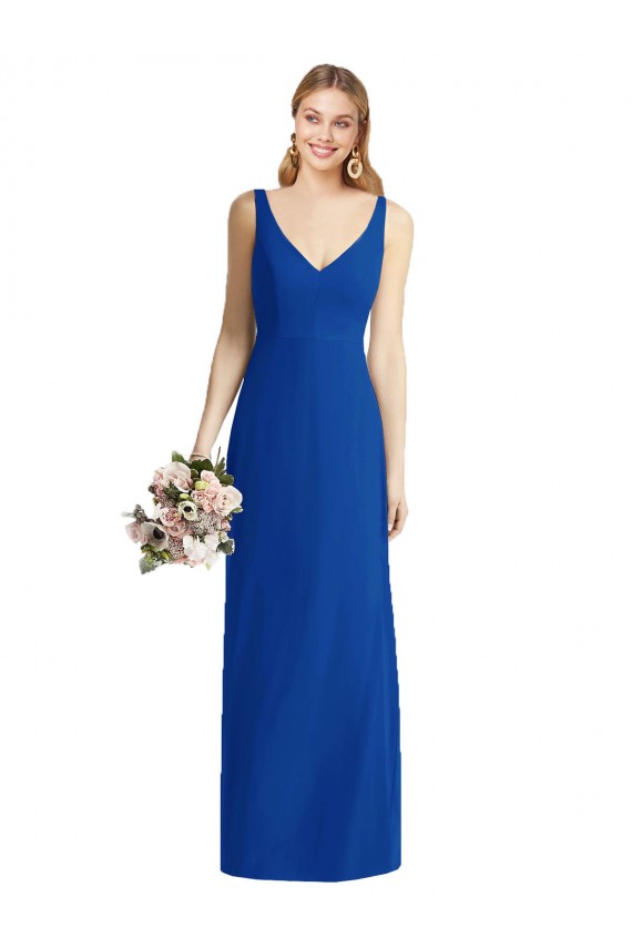 Strapless Long Chiffon Royal Blue Sleeveless Bridesmaid Dress Darwin