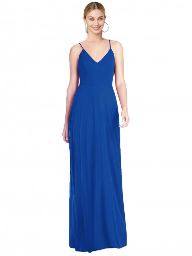 V-Neck Long Soft Chiffon Royal Blue Sleeveless Formal Dress / Bridesmaid Dress Darwin