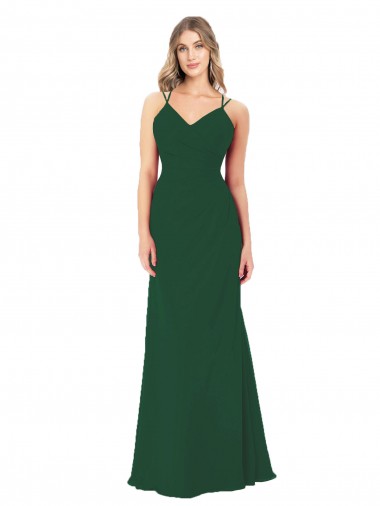 Sweetheart Long Soft Chiffon Dark Green Sleeveless Bridesmaid Dress Darwin