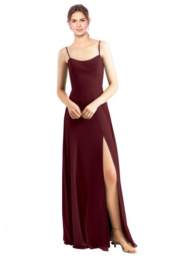 Scoop Neck Long Chiffon Burgundy Gold Sleeveless Bridesmaid Dress / Evening Dress Darwin