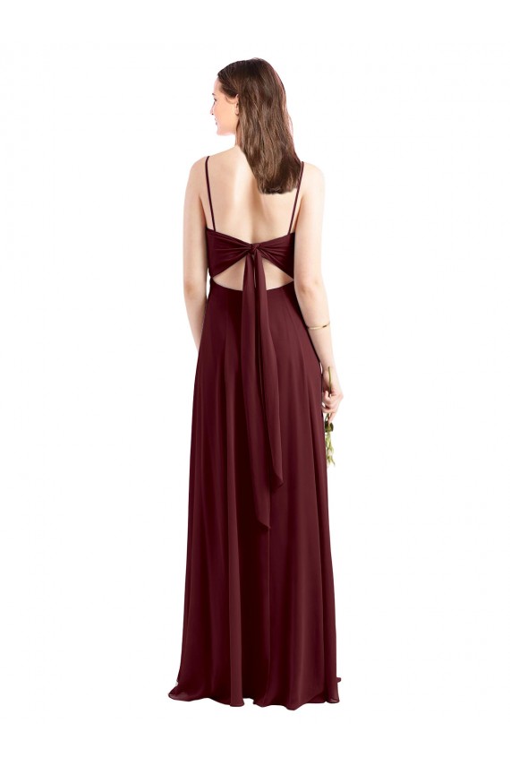 Scoop Neck Long Chiffon Burgundy Gold Sleeveless Bridesmaid Dress / Evening Dress Darwin