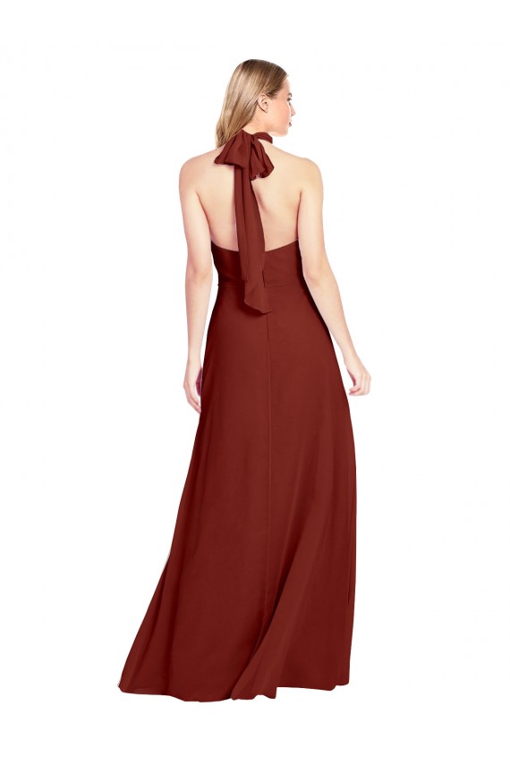 High Neck Long Soft Chiffon Burgundy Sleeveless Prom Dress / Bridesmaid Dress Darwin