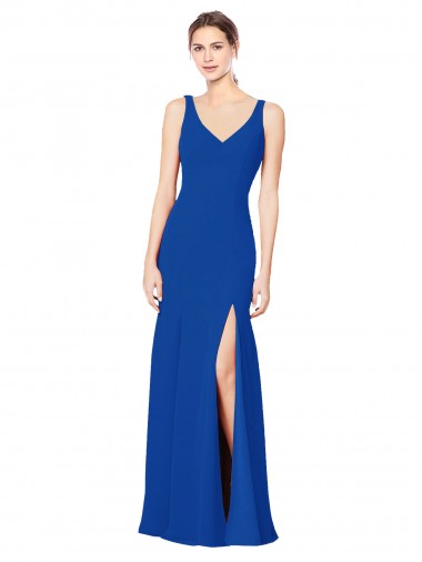 Sweetheart Long Chiffon Royal Blue Sleeveless Bridesmaid Dress / Evening Dress Darwin