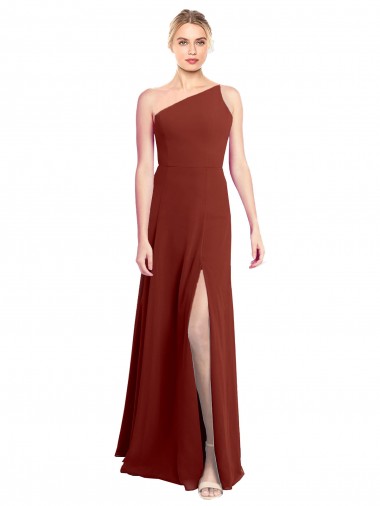 One Shoulder Long Soft Chiffon Burgundy Sleeveless Formal Dress / Bridesmaid Dress Darwin