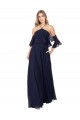 High Neck Long Soft Chiffon Dark Navy Flutter Sleeves Formal Dress / Bridesmaid Dress Darwin