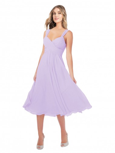 Sweetheart Midi Length Soft Chiffon Lilac Sleeveless High Low Bridesmaid Dress Darwin