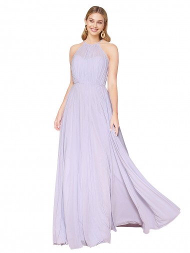 High Neck Long Soft Chiffon Lilac Sleeveless Formal Evening Gown / Prom Dress / Bridesmaid Dress Darwin