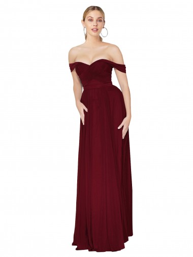 High Neck Long Soft Chiffon Burgundy Mermaid Sleeveless Formal Dress / Bridesmaid Dress Darwin