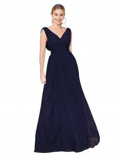 High Neck Long Soft Chiffon Dark Navy Sleeveless Formal Evening Gown / Prom Dress / Bridesmaid Dress Darwin