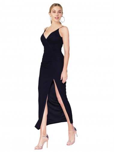 High Neck Knee Length Soft Chiffon Dark Navy Sleeveless Formal Evening Gown / Prom Dress / Bridesmaid Dress Darwin