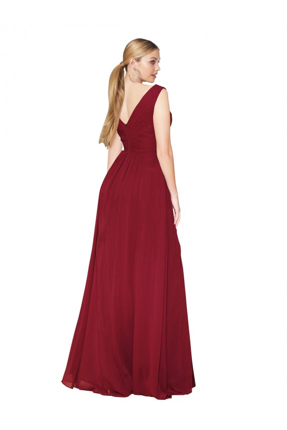 High Neck Long Soft Chiffon Burgundy Sleeveless Black Tie Evening Gown / Prom Dress / Bridesmaid Dress Darwin