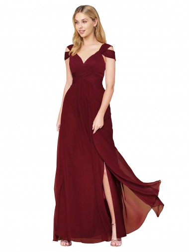 High Neck Long Soft Chiffon Burgundy Sleeveless Formal Evening Gown / Prom Dress / Bridesmaid Dress Darwin