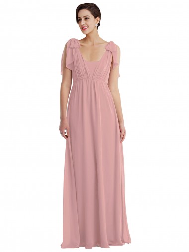 Halter Neck Long Soft Chiffon Dusty Pink Sleeveless Semi Formal Evening Dress / Bridesmaid Dress Darwin