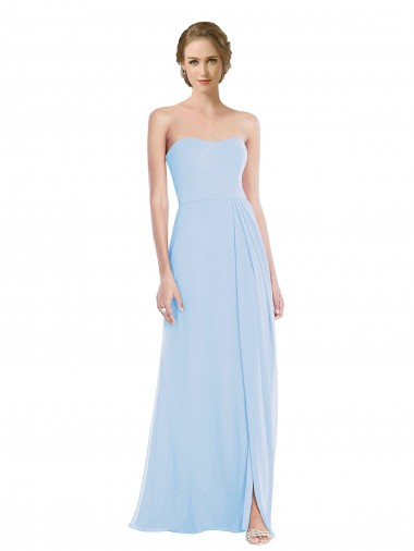 Sweetheart Long Soft Chiffon Light Sky Blue Sleeveless Formal Dress / Bridesmaid Dress Darwin